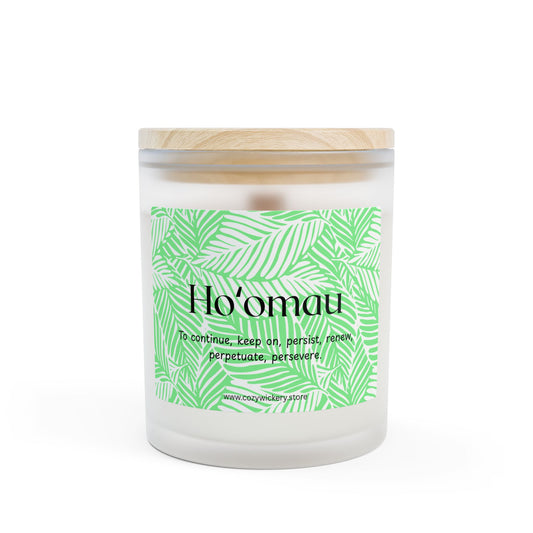 Ho'omau Frosted Glass Candle | Scented Soy Candle for Relaxation, Home Decor, Spa Day, Eco-Friendly | 11oz, 50 Hour