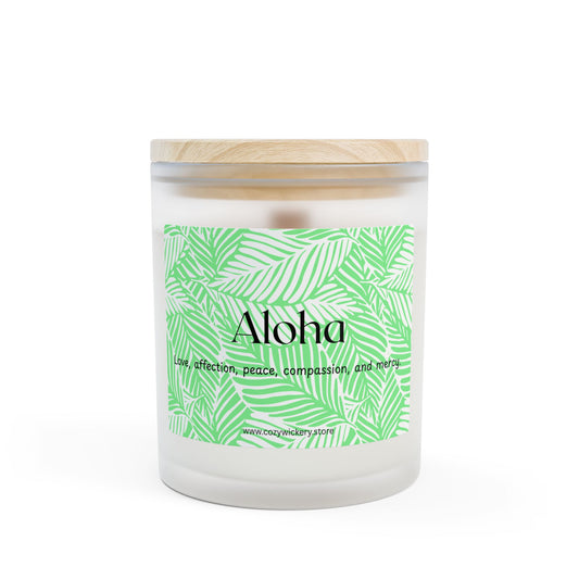 Aloha Frosted Glass Candle | Scented Soy Candle for Relaxation, Home Decor, Spa Day, Eco-Friendly | 11oz, 50 Hour