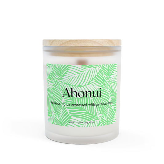 Ahonui Frosted Glass Candle | Scented Soy Candle for Relaxation, Home Decor, Spa Day, Eco-Friendly | 11oz, 50 Hour