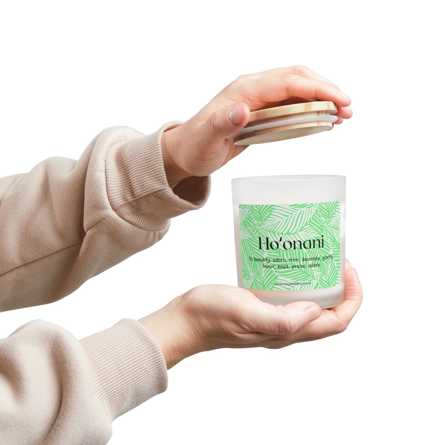 Ho'onani Frosted Glass Candle | Scented Soy Candle for Relaxation, Home Decor, Spa Day, Eco-Friendly | 11oz, 50 Hour