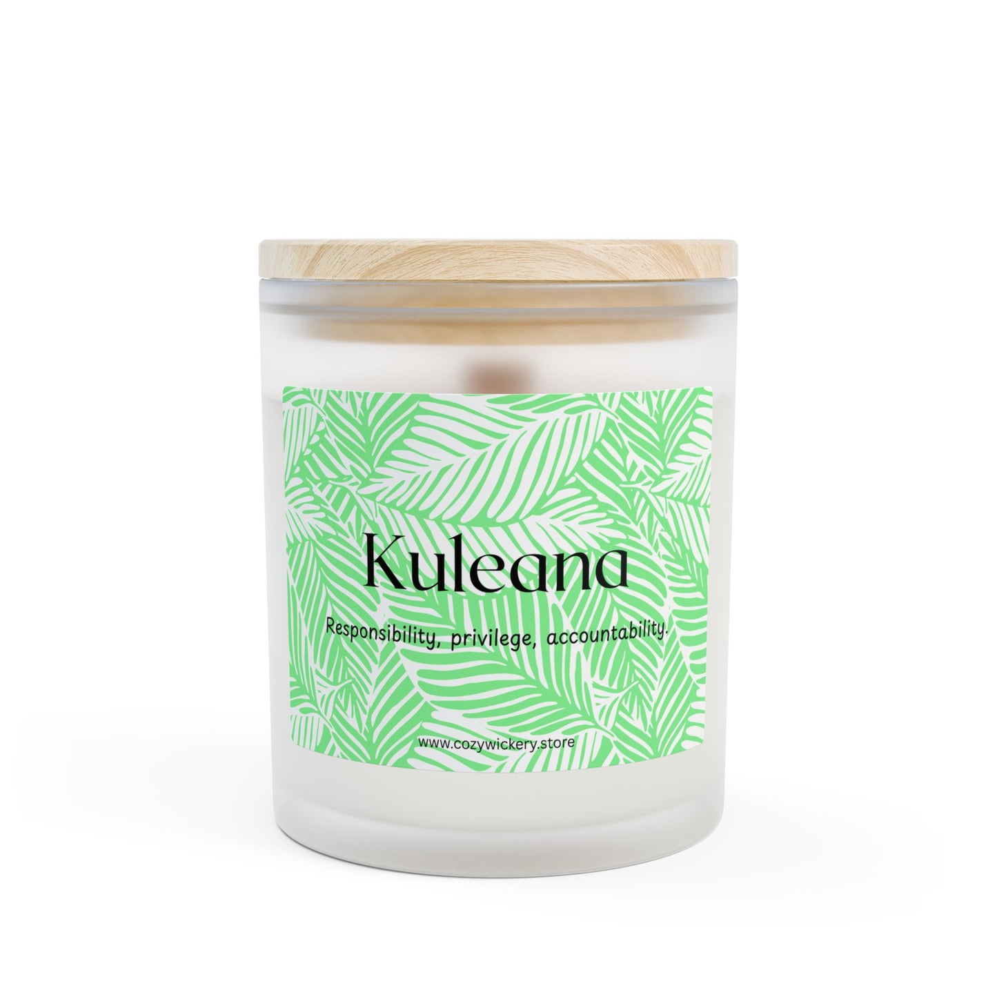Kuleana Frosted Glass Candle | Scented Soy Candle for Relaxation, Home Decor, Spa Day, Eco-Friendly | 11oz, 50 Hour