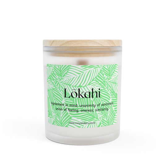 Lokahi Frosted Glass Candle | Scented Soy Candle for Relaxation, Home Decor, Spa Day, Eco-Friendly | 11oz, 50 Hour