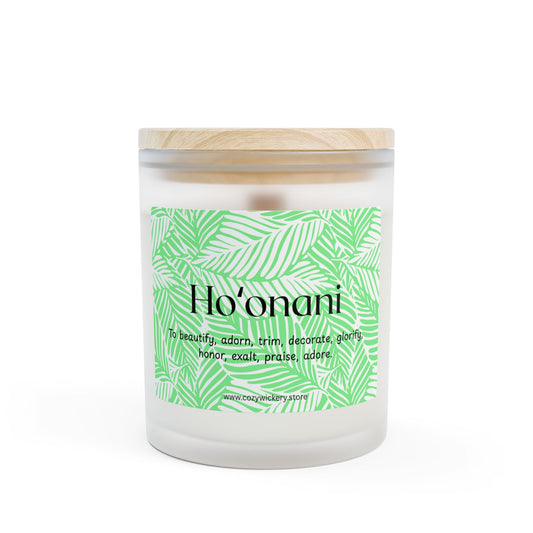 Ho'onani Frosted Glass Candle | Scented Soy Candle for Relaxation, Home Decor, Spa Day, Eco-Friendly | 11oz, 50 Hour