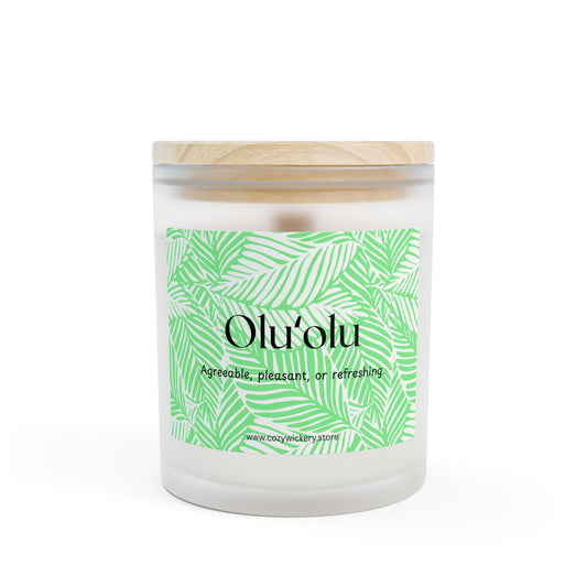 Olu'olu Frosted Glass Candle | Scented Soy Candle for Relaxation, Home Decor, Spa Day, Eco-Friendly | 11oz, 50 Hour