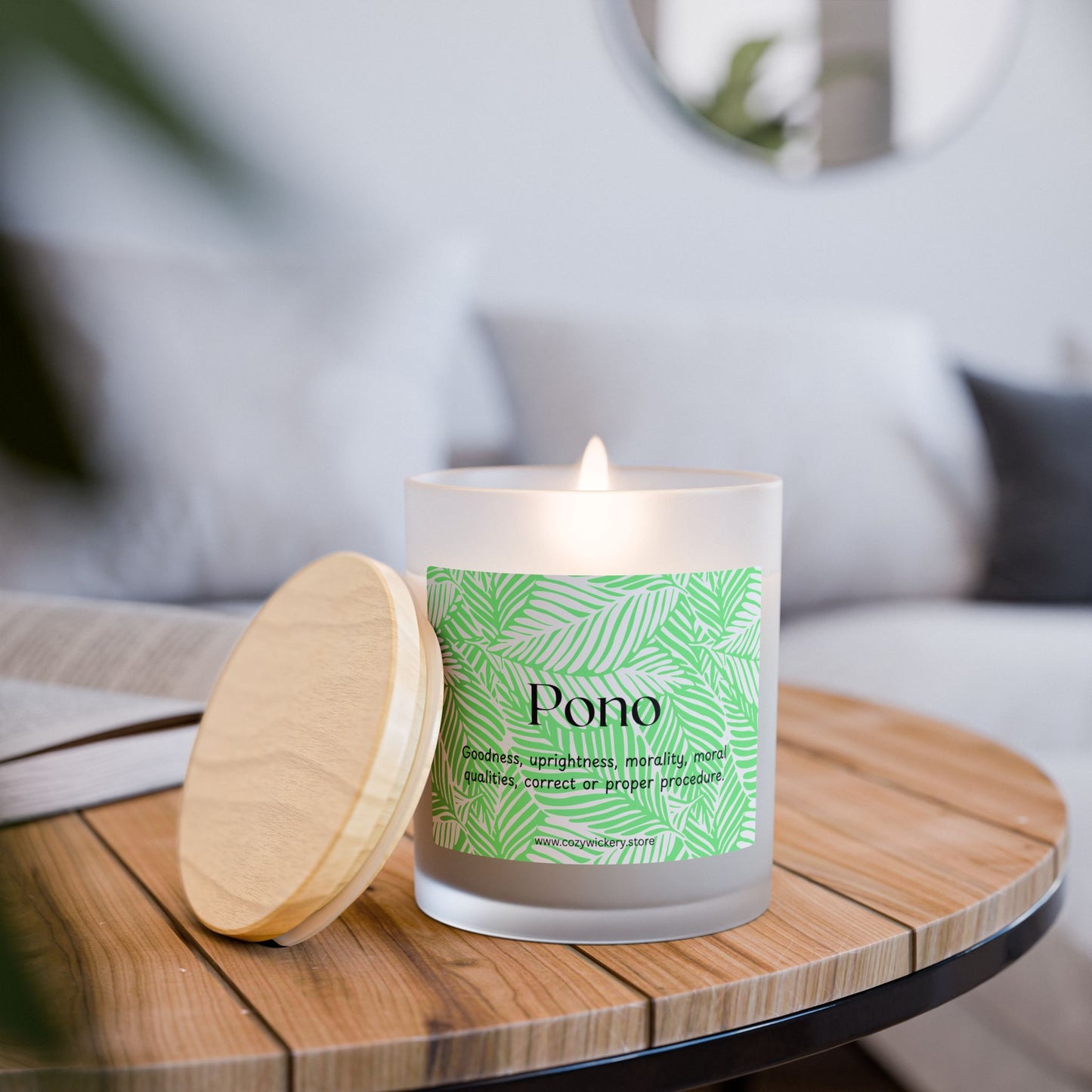 Pono Frosted Glass Candle | Scented Soy Candle for Relaxation, Home Decor, Spa Day, Eco-Friendly | 11oz, 50 Hour
