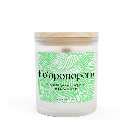 Ho'oponopono Frosted Glass Candle | Scented Soy Candle for Relaxation, Home Decor, Spa Day, Eco-Friendly | 11oz, 50 Hour
