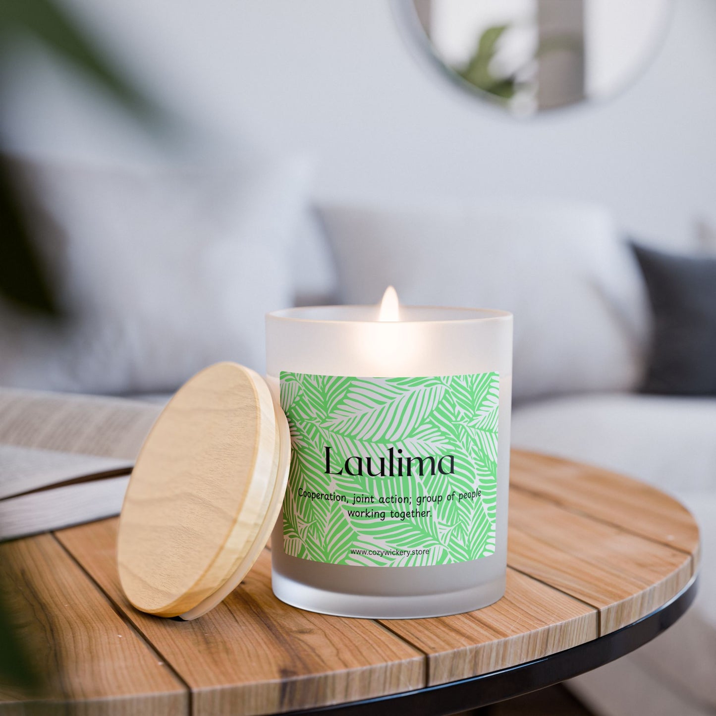 Laulima Frosted Glass Candle | Scented Soy Candle for Relaxation, Home Decor, Spa Day, Eco-Friendly | 11oz, 50 Hour